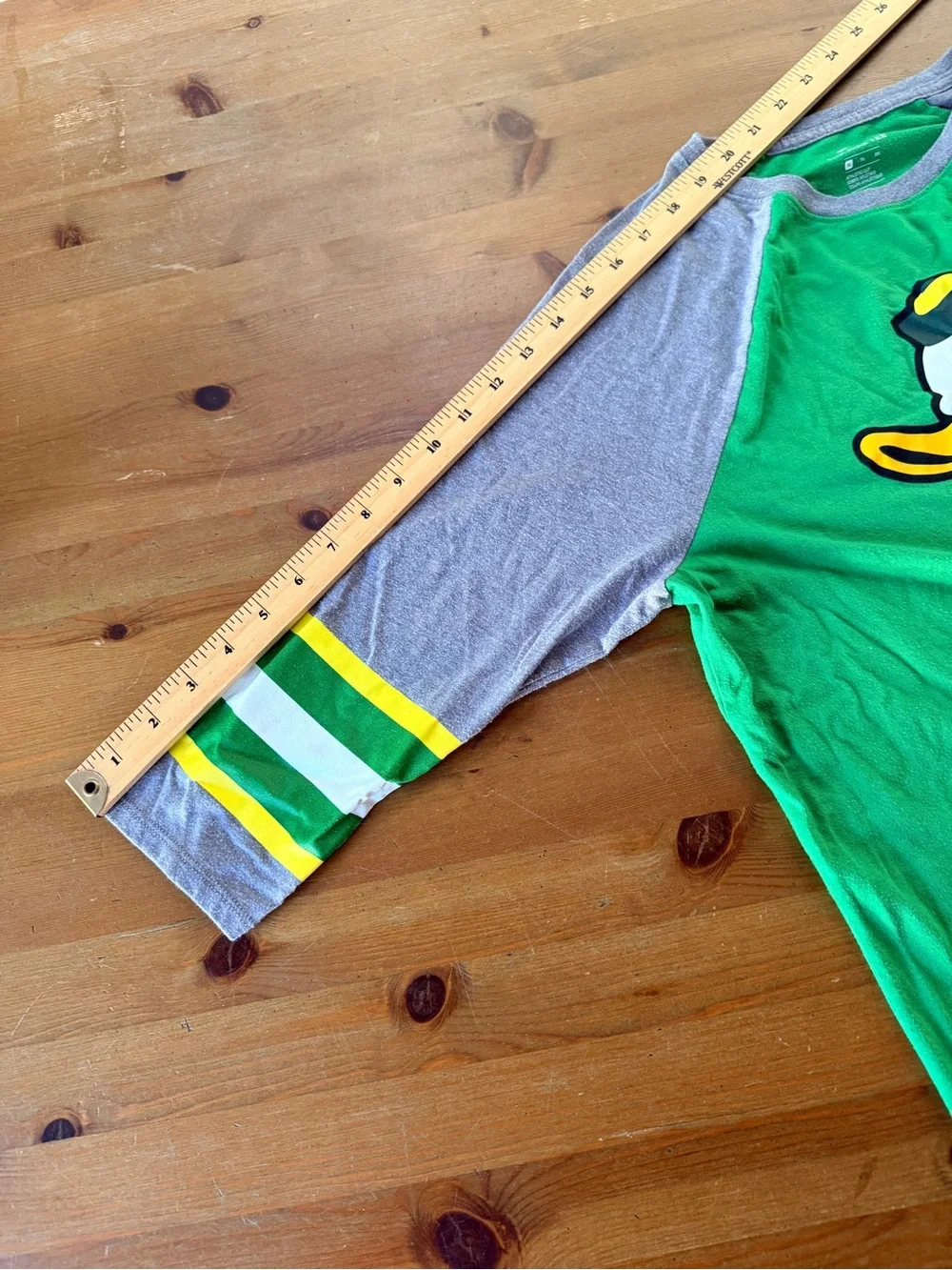 Nike Green and Gray Oregon Duck Raglan Tee with Yellow Accent